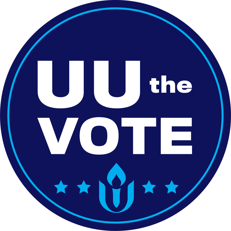 UU the vote in blue letters